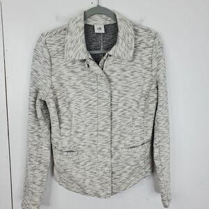 Cabi Neo Moto Zip Sweater Jacket Space Dye Heathered Gray Unlined WOmens S
